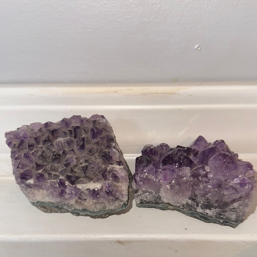 Amethyst Crystal Geode Pair